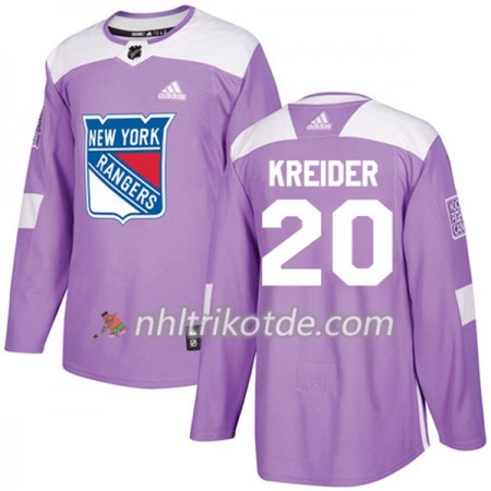 New York Rangers Trikot Chris Kreider 20 Adidas 2017-2018 Lila Fights Cancer Practice Authentic - Herren